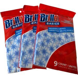 Brillo Basics Multi-Use Reusable Wipes 3 Packs. Total Of 27 Reusable Wipes